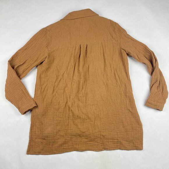 Eileen Fisher Organic Cotton Gauze Collar Lagenlook Button Up Size Small Petite - Picture 4 of 11